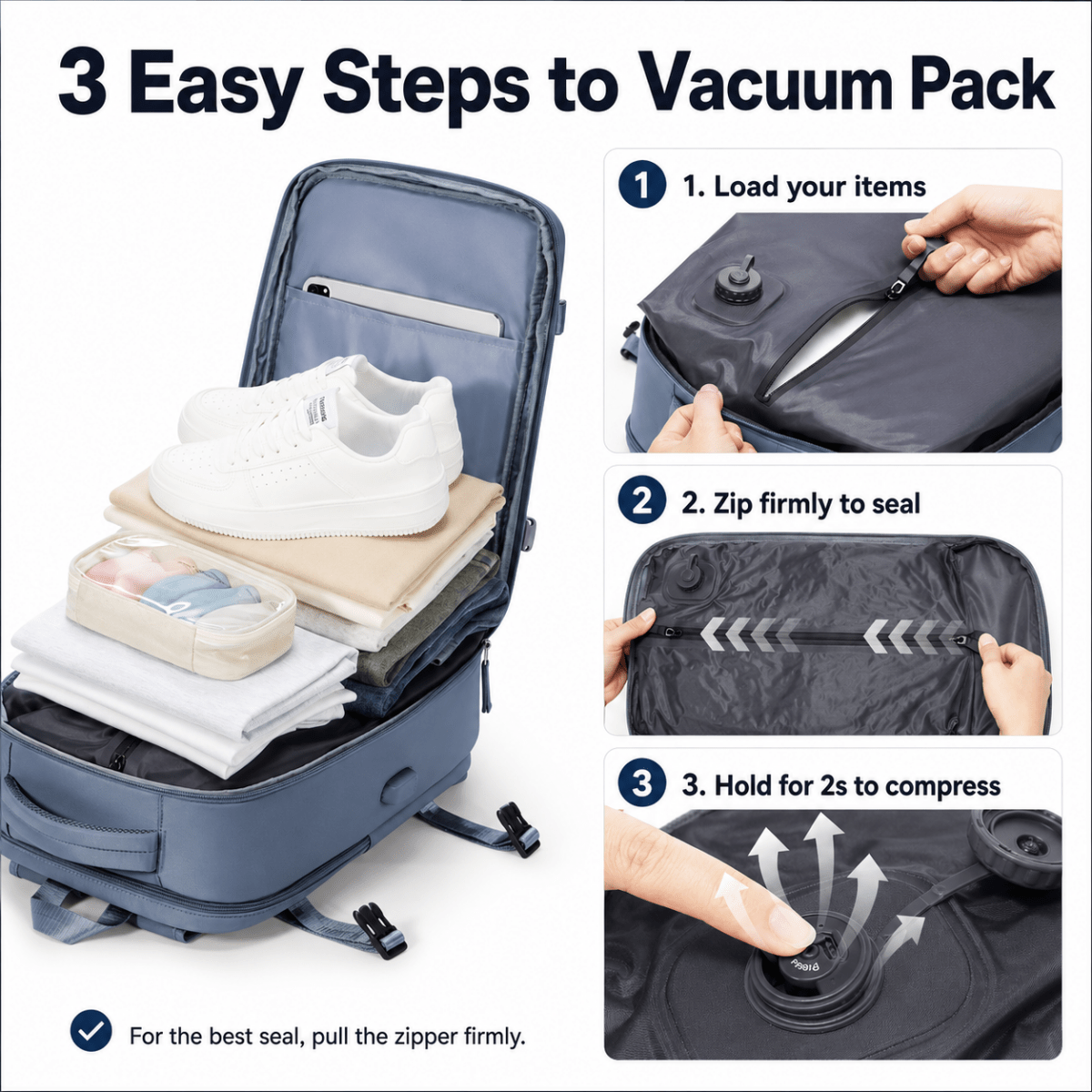 Airx® One - Touch Automatic Vacuum Backpack 40L Large Capacity - Airx® OFFICIAL